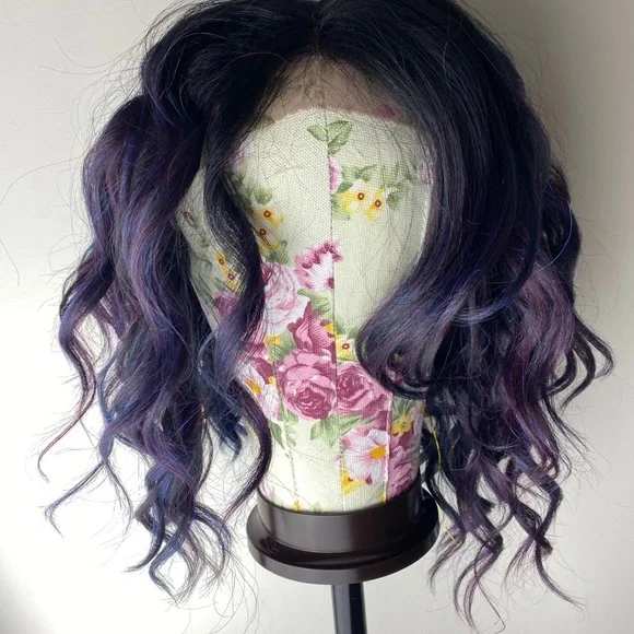 ALA 14” BLUE OMBRE BOB WAVY LACE FRONT WIG💫 *NEW*
